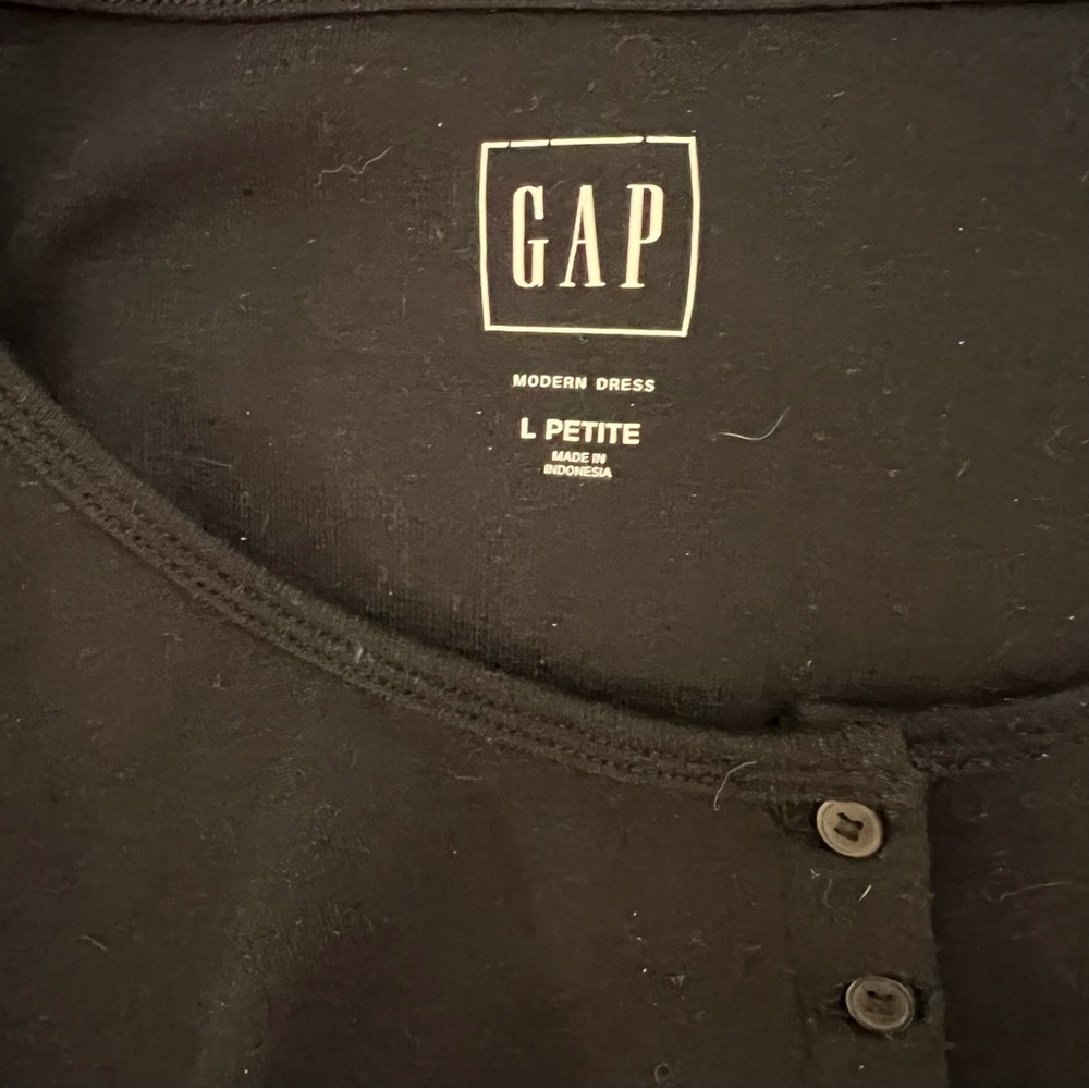 Gap NWT large petite black cotton Henley dress - Picture 7 of 12